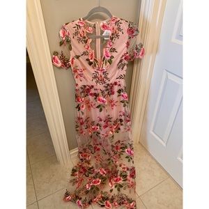 Sheer Pink Dress with Floral Detail